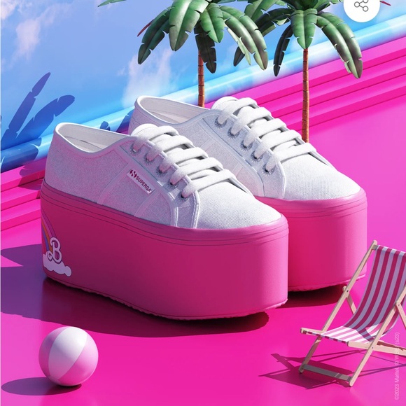 BARBIE x SUPERGA 2802 BARBIE RAINBOW WHITE FUCHSIA *new with movie box - Picture 4 of 9